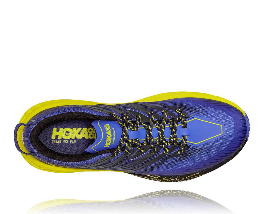 Hoka One One Mens Trail Shoes - Speedgoat 4 - Blue/Green - VHRA28076